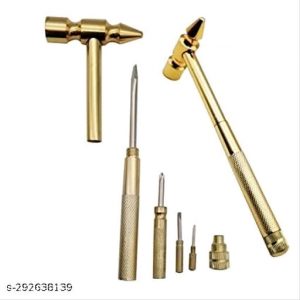 Hammer Brass Hammer with Screwdriver Hand Tools Multifunction 6 in 1 Jewelers Hammer Copper Screwdriver Hand Tool