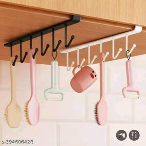 Metal 6 Hook Under Shelf Cabinet Rack for Coffee Cup