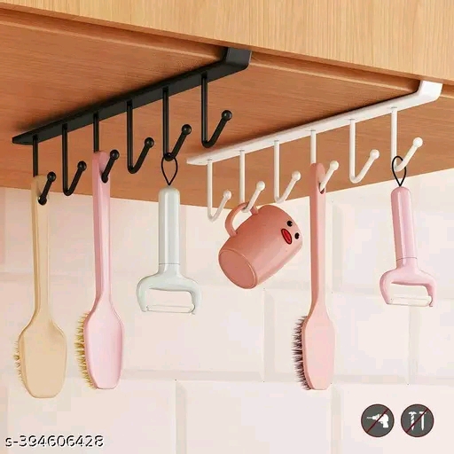 Metal 6 Hook Under Shelf Cabinet Rack for Coffee Cup