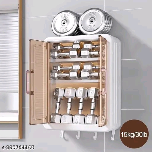 Luxury Plastic Wall-Mounted Storage Cabinet with Transparent Fluted Doors - Image 2