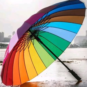 Colorful Rainbow Umbrella Large Size Windproof and Waterproof for Rain and Sun Protection