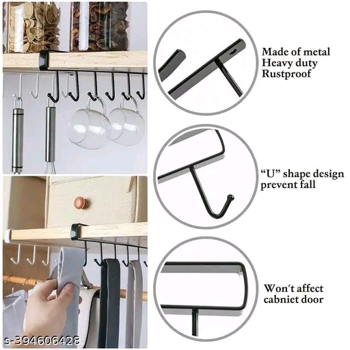 Metal 6 Hook Under Shelf Cabinet Rack for Coffee Cup - Image 2