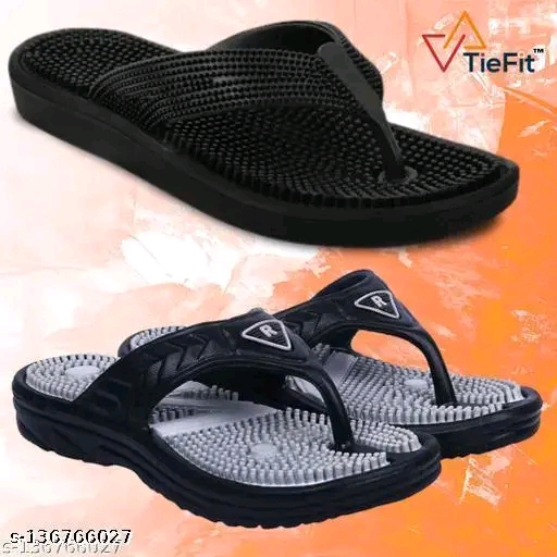 TieFit Men's Accupressure Non-Slip Slipper & Ultra Soft Light Weight Slipper Combo Pack Of 2 Pair|Waterproof Slipper|Anti Skide Slipper|| - Image 2