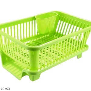 Large Durable Unbreakable Plastic 3 in 1 Kitchen Sink Dish Rack Drainer Drying Rack Washing Basket with Tray for Kitchen, Dish Rack Organizers, After wash Cutlery 