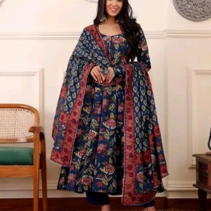 Balaji Closet Women Printed Anarkali Kurta and Pant Set with Dupatta