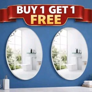 Oval Shape Adhesive Unbreakable Mirror Sticker for Wall Pack Of 2