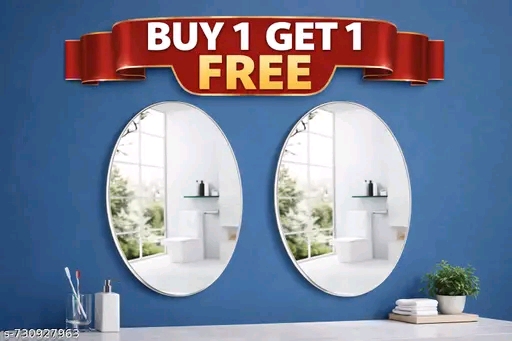 Oval Shape Adhesive Unbreakable Mirror Sticker for Wall Pack Of 2