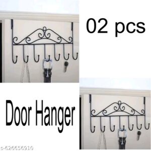 02 pcs Door Hanger, Door Hooks, Metal Door hanger, coat hanger with unique design 02 pcs black