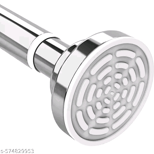 Stainless Steel (90 Cm To 160 Cm) Extendable Shower Curtain Tension Rod Non-Drilling Anti-Skid Spring Pull Rod, Silver - Image 2