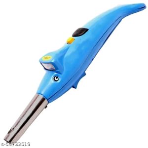 Plastic Kitchen Dolphin Shape Electric Gas Lighter With Led Torch Multicolour. Pack of 1 Pcs 