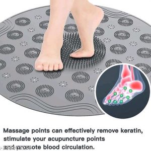Anti-Slip/Non Slippery Rubber Bath Mat with Suction Cup, Shower Bath Mat with Drain Holes, Size – Rectangular 65 x 35 cm, Round – 36 x 36 cm, Color – Grey (Round)