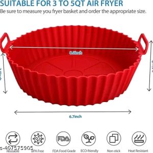 BIGMOTHERS Washable Air Fryer Silicone Pot with Ear Handles, Air Fryer Liner Silicone Baking Tray Easy to Clean, 6.5 in Bottom, Nonstick Reusable Air Fryer Basket, Heat Resistance Pack of 1