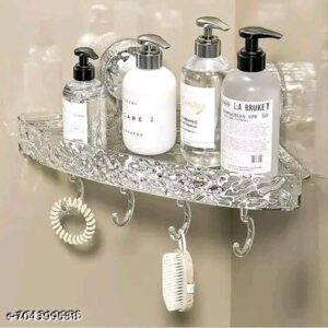 Bathroom Wall Shelf Organizer with Hanging Hooks