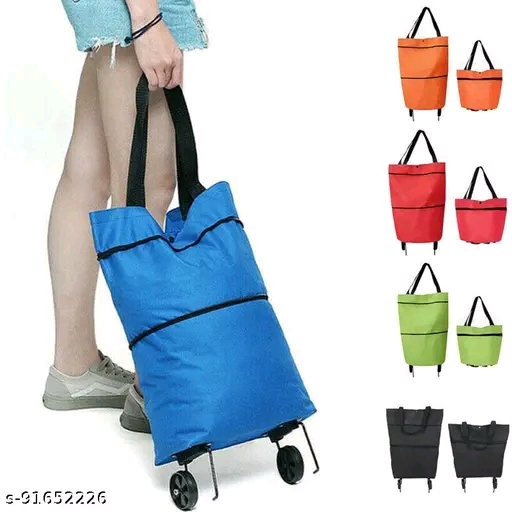 Foldable Shopping Trolley Bag with Wheels Waterproof Folding Travel Luggage Bag - Image 2