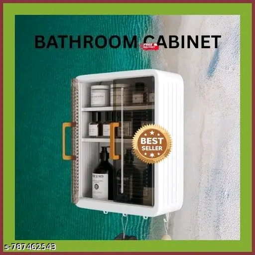 Luxury Plastic Wall-Mounted Storage Cabinet with Transparent Fluted Doors - Image 6