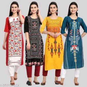 combo printed kurti||combo crepe kurti||straight kurti for women||printed crepe kurti||kurti for women||kurti (pack 4)