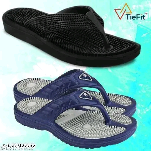 TieFit Men's Accupressure Non-Slip Slipper & Ultra Soft Light Weight Slipper Combo Pack Of 2 Pair|Waterproof Slipper|Anti Skide Slipper||