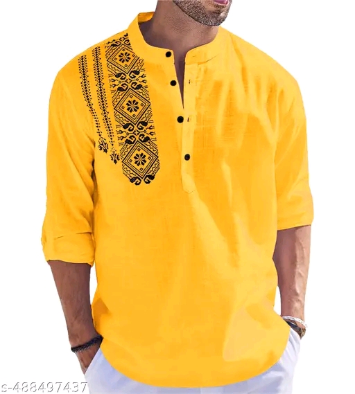 MEN PRINTED SHORT KURTA - Image 2
