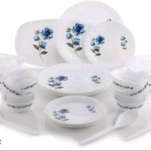 Pack of 36 Plastic 36 Pcs Plastic Unbre Designed Dinner Set for Kitchen Dinner Set (Microwave Safe) Dinner Set (Blue, Microwave Safe)