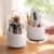 360° Rotating Cosmetic Display Case, Makeup Brush Holder Organizer, Cosmetic Brush Storage Box with Clear Acrylic Cover, Spinning Cosmetics Holders For Vanity Desktop Bathroom Countertop