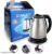 1.8L Silver Stainless Steel Electric Kettle for Water, Tea & Coffee”